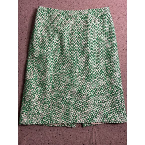 J.Crew No. 2 Pencil Skirt Size 6 Green White Tweed Career Workwear - Picture 1 of 9